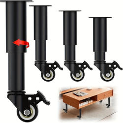 Patas de muebles extensibles de Metal con ruedas, patas de mesa, con reemplazo resistente para gabinetes, sofás, escritorios y aparadores, 4 Uds.