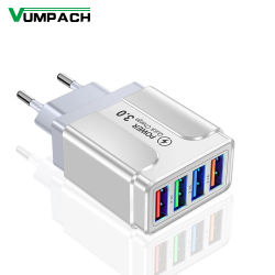 Adaptador de cargador rápido de pared 3,0 de carga rápida de 4 puertos Cable de cargador de sincronización de datos rápida Micro USB para teléfono móvil Samsung Xiaomi Huawei