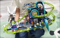 986 Uds Robot World Roller Coaster modelo Moc ladrillos bloques de construcción City Park juegos para niños juguetes regalos de navidad y cumpleaños