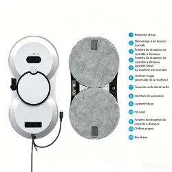 Robot Limpiacristales Eléctrico con Succión Potente de 5600PA, Limpiador de Ventanas con Control Remoto Anticaídas