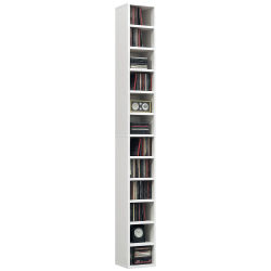 HOMCOM Mueble de almacenamiento para CD y DVD, estantería de almacenamiento en columna, unidad de almacenamiento con 12 compartimentos, máx. Capacidad de CD