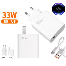 Cargador USB de 33W con Carga Rápida para Teléfono Móvil, Adaptador de Corriente para Xiaomi Huawei, Cable USB Tipo C 6A, QC 3.0, Juego de Cables de Carga Rápida y Transferencia de Datos