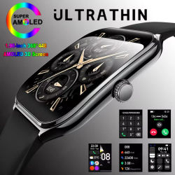 Nuevo para OPPO Ultra fino reloj inteligente hombres mujer 1,96 "HD AMOLED 70 + modo deportivo Monitor de salud Bluetooth llamada impermeable Smartwatch