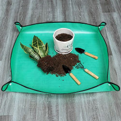 Tapetes para trasplante de macetas, estera para plantar y jardinería, estera para repottar plantas de PE, almohadilla plegable impermeable para macetas de jardinería