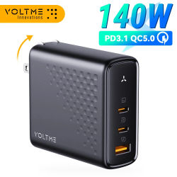 VOLTME-cargador GaN de 140W, USB tipo C, PD3.1, carga rápida para Macbook pro de 16 pulgadas, cargador de teléfono 5,0 para iPhone 15 14 Xiaomi