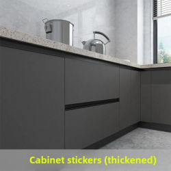 Rollo de 12M de pegatinas de pared grises, Muebles gruesos a prueba de aceite, impermeables, PVC, gabinetes de cocina, puerta de armario, papel de Contacto autoadhesivo
