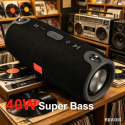 Altavoz Bluetooth Portátil para Fiestas, 40W, Bajos Envolventes, Resistente al Agua IPX5, 3600mAh, Sintonizador FM, Contestador de Llamadas, Sonido Externo