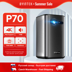 BYINTEK P70 Proyector 4K 1080P DLP Mini Proyector Portátil Cine en Casa Inteligente Wi-Fi y Bluetooth para Películas y Juegos con Batería