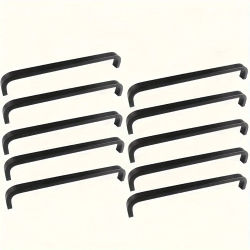 Tiradores de armario de aluminio espacial negro, tiradores elegantes para cajones de cocina, puertas de armario, perillas rectas, herrajes para muebles, 10 Uds.