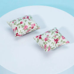 2 uds. Cojines bonitos de flores para sofá cama para casa de muñecas 1/12 muebles en miniatura para casa de muñecas Juguetes