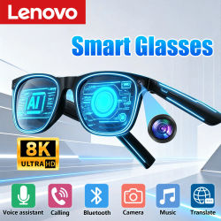 Gafas Inteligentes Lenovo con IA, 8K HD, Control Táctil, Cámara, Grabación, Traductor, Asistente de Voz, Música, Bluetooth Inalámbrico