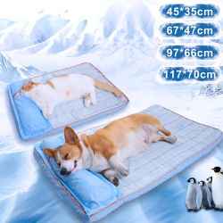 Cama refrescante de verano para perro, estera ortopédica de espuma viscoelástica con almohada, transpirable, impermeable, lavable