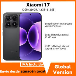 Versión Global Xiaomi 17 Snapdragon 8 Elite Gen 5 Smartphone Pantalla OLED de 6.3" Cámara Leica de 50MP Batería de 6330mAh 100W Teléfono Celular