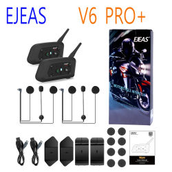 EJEAS-intercomunicador V6 PRO + 1200M para casco de motocicleta, auriculares con Bluetooth 5,1, interfono, comunicador utilizado para 6 conductores, resistente al agua IP67