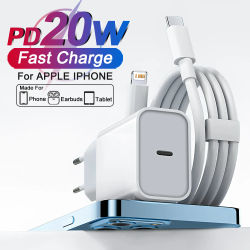 20W USB C cargador para Apple tipo C cargador PD cable de carga rápida para iPhone 13 14 11 12 17 16 15 Pro Max cargador de teléfono enchufe de pared