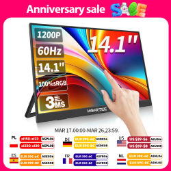 HGFRTEE Monitor portátil de 14,1 pulgadas pantalla táctil 400cd/m2 portátil segunda pantalla Compatible con HDMI para Switch PS4/5