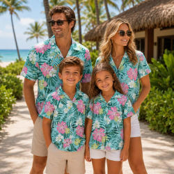 Camisa Hawaiana de Verano para Hombre, Estilo Tropical, Estampado de Plantas y Flores, Regalo de Vacaciones, Camiseta para Niño