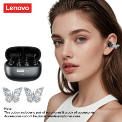 Audífonos Inalámbricos Lenovo LE302 OWS con Clip para Oreja, Bluetooth, Baja Latencia, Llamadas HD, Música Estéreo HiFi, Deportivos, Diseño Abierto, Nuevos