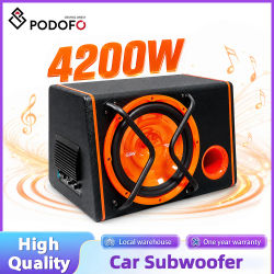 Podofo - Subwoofer de Alta Potencia de 4200 W para Automóvil, Amplificador de Bajos, Altavoz de Alta Potencia con Cable de Audio para Modelos de Vehículos