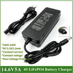 Cargador LiFePO4 de 14,6 V, 5A, serie 4, cargador de batería Lifepo4 de 12V y 5A, cargador inteligente de batería de 14,4 V para batería LiFePO4 de 4S y 12V