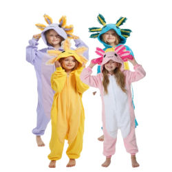 Niños Rosa Newt lindo dibujos animados Cosplay pijamas de una pieza bebés animales Halloween niños niñas amarillo axolotl Kigurumi pijamas de Anime
