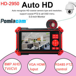 Monitor de Prueba HD-2950 con Pantalla de 5 Pulgadas, Probador de Cámaras CCTV, Probador de Cámaras Analógicas de 8MP TVI CVI AHD CVBS, Prueba de Cable UTP