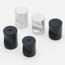 Manija de pulgar redonda Simple moderna, perillas y tiradores de puertas de armario y cajón, manija de muebles negra/plateada de aluminio de espacio sólido