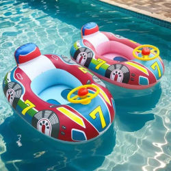 Flotador de Piscina para Bebés, Diseño de Coche Adorable, Flotador Inflable para Niños Pequeños, Anillo de Natación con Asas de Seguridad para la Playa en Verano