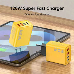Cargador de teléfono Total de 120W, cargador rápido PD USB tipo C, adaptador de pared para iPhone 16 15 Xiaomi 14 Huawei Redmi Oneplus