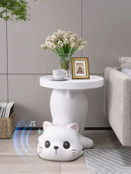 Mesa de centro Circular de gato bonito de diseñador nórdico, muebles para sala de estar, mesa auxiliar para sofá, accesorios de decoración del hogar, mesitas de noche