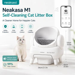 Neakasa M1, Caja de Arena Automática para Gatos, Robot Autolimpiante, Parte Superior Abierta, Bajo Nivel de Ruido, Eliminador de Olores, con Control por Aplicación