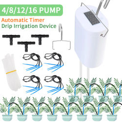 Bomba de riego automática para plantas y flores, dispositivo de riego por goteo para el hogar, Kit de sistema de temporizador de bomba de 2/4/8/16 cabezales, herramienta de jardín