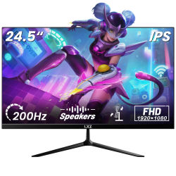 Monitor para juegos LXZ de 24,5 pulgadas y 200 Hz, panel IPS FHD 1080P, 1 ms, altavoces integrados, monitor para PC, HDMI y DisplayPort, compatible con FreeSync.