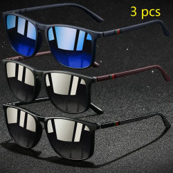 3 uds gafas de sol cuadradas de moda Vintage para hombres y mujeres para conducir, para pescar, gafas de sol de diseñador de marca de lujo, gafas Retro UV400