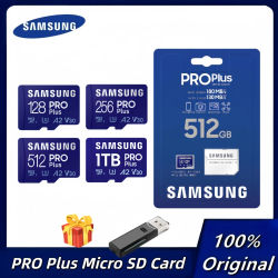 Tarjeta de memoria MicroSD Samsung PRO Plus de 128GB 256GB 512GB hasta 180MB/s Full HD 4K UHD UHS I TF para teléfonos, tabletas y GoPro