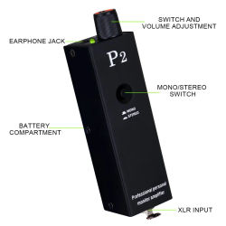 Amplificador de auriculares P2, monitor de auriculares intrauditivos ultra compacto, monitor estéreo/amplificador de potencia de auriculares/monitor de música de auriculares