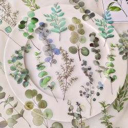 40 unids/pack Kawaii creativo flor planta pegatinas tienda de mano DIY etiquetas adhesivas Material de álbum de recortes suministros para diario basura