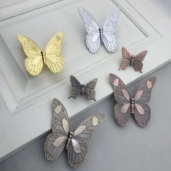 Tirador de mariposa 3D Vintage para puerta de armario, tirador de aleación de Zinc Retro para cocina, cajón, armario, muebles decorativos, 1 unidad