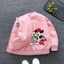 Chaqueta de primavera para bebés, niños y niñas, ropa de abrigo con estampado de dibujos animados de Minnie Mouse para niños de 1 a 6 años, abrigo cortavientos para niños
