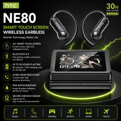 Audífonos Inalámbricos Bluetooth HTC NE80 TWS, Auriculares Estéreo HiFi con Pantalla Táctil LCD HD, Batería de Larga Duración para Viajes y Negocios