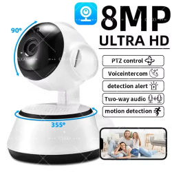 Mini cámara IP inteligente WiFi de 8MP, 4K, inalámbrica, seguimiento automático inteligente, Audio bidireccional, Monitor para mascotas y bebés, cámara de vigilancia para el hogar