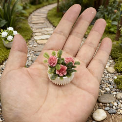 1 unidad de plantas en macetas de rosas en miniatura, decoración de escena de sala de estar de casa modelo, plantas en macetas, artesanías de paisaje en miniatura