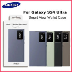 Funda Inteligente Original para Samsung Galaxy S24 Ultra S-View Flip, Funda Transparente con LED para Galaxy S24 Ultra, Fundas para Teléfonos Windows