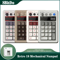 8bitdo-Numpad mecánico Retro 18, modo calculadora, 18 teclas, Bluetooth/2,4G/con cable, accesorios de juego para PC, ventana, Android