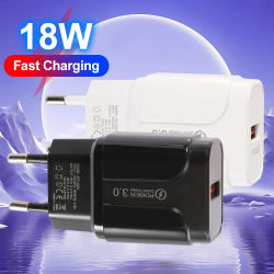 Cargador rápido USB de 18W QC 3,0 3A, cargador de teléfono de carga rápida 3,0 para iPhone, Huawei, Samsung, Xiaomi, Redmi, enchufe UE y EE. UU.