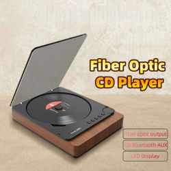 Reproductor de CD Retro con Pantalla LED de Fibra Óptica, Sonido Estéreo HiFi, AUX, USB, Bluetooth Inalámbrico para el Hogar, Escritorio, Teatro, Audio