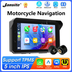Navegación para motocicleta de 5 pulgadas, CarPlay inalámbrico, Android Auto, Bluetooth Dual, pantalla impermeable IPX7, Monitor para Moto, compatible con TPMS