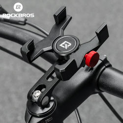 Soporte para teléfono de bicicleta ROCKBROS, soporte para teléfono móvil de aleación de aluminio de alta resistencia de 4,7-7,09 pulgadas, accesorios para bicicleta