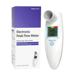 Nascool Medidor de Flujo Máximo Digital, Espirómetro Portátil para Medición de PEF y FEV1, Monitor Respiratorio para Uso Diario