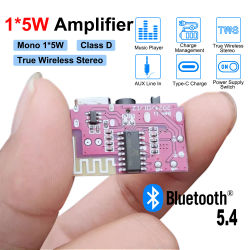 DC 3,5 V-5V 5W Bluetooth 5,4 Mono amplificador placa decodificadora reproductor MP3 TWS 3,5mm AUX módulo receptor DIY altavoz hecho a mano